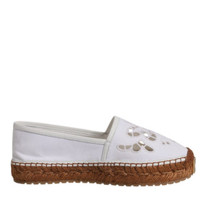 Dolce & Gabbana White Logo Eyelet Slip On Espadrilles Shoes