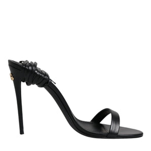 Dolce & Gabbana Black Leather Stiletto Heels Sandals Shoes