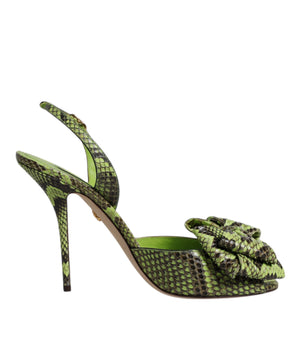 Sandalias de tacón de piel de pitón verde de Dolce &amp; Gabbana