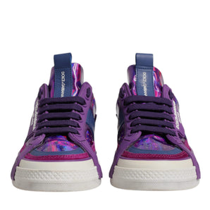 Dolce & Gabbana Purple Leather DG Logo Low Top Sneakers Shoes