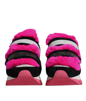 Zapatillas deportivas con adornos de pelo en rosa y negro de Dolce &amp; Gabbana