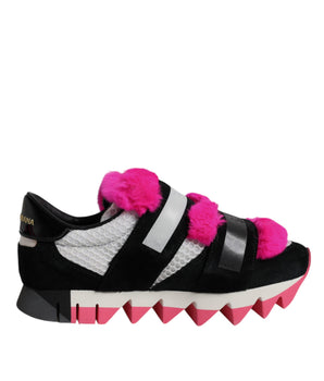 Zapatillas deportivas con adornos de pelo en rosa y negro de Dolce &amp; Gabbana