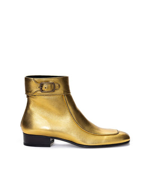 Saint Laurent Gold Leather Ankle Boots