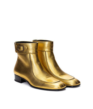 Saint Laurent Gold Leather Ankle Boots