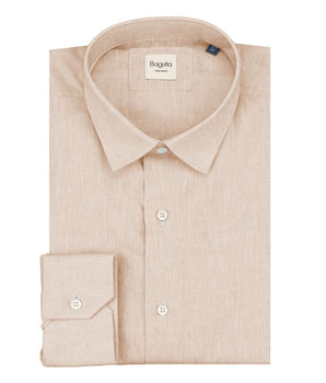 Camisa Bagutta de lino beige para hombre