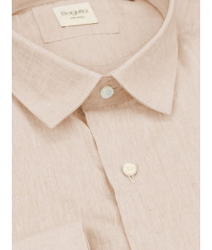 Camisa Bagutta de lino beige para hombre