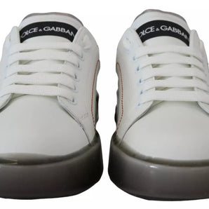 Dolce & Gabbana White Leather Portofino Sneakers Shoes
