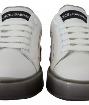 Dolce &amp; Gabbana White Leather Portofino Sneakers Shoes