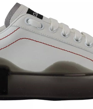 Dolce &amp; Gabbana White Leather Portofino Sneakers Shoes