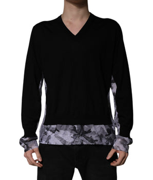 Dolce &amp; Gabbana Black Camouflage V-neck Pullover Sweater