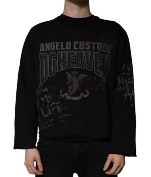Dolce &amp; Gabbana Black DG Heaven Crew Neck Pullover Sweater