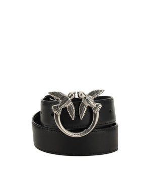 PINKO Black Calf Leather Bos Taurus Regular Belt