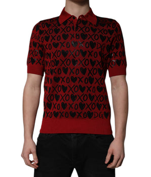 Dolce &amp; Gabbana Red Cotton XOXO Collared Polo T-shirt