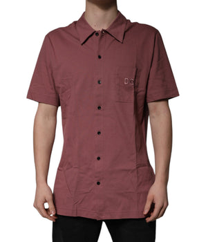 Dolce &amp; Gabbana Dark Pink Button Down Casual Polo Men Shirt