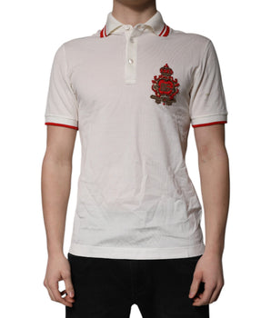 Dolce &amp; Gabbana White Cotton Logo Collared Polo Men T-shirt