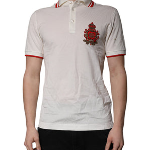 Polo Dolce &amp; Gabbana de algodón blanco con cuello y logotipo para hombre