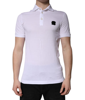 Dolce &amp; Gabbana White Cotton Logo Collared Polo T-shirt