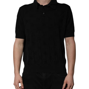 Dolce & Gabbana Black Silk Collared Polo T-shirt