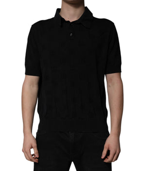 Dolce &amp; Gabbana Black Silk Collared Polo T-shirt