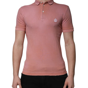 Dolce & Gabbana Pink Cotton Crown Collared Polo T-shirt