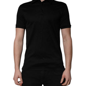 Dolce & Gabbana Black Cotton Collared Polo T-shirt