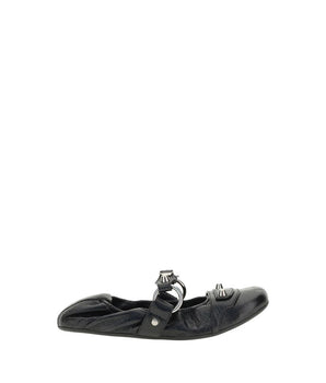 Balenciaga Black Calf Leather Bos Taurus Ballet Flats