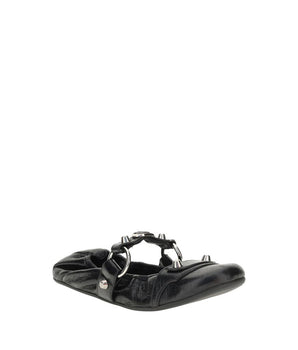 Balenciaga Black Calf Leather Bos Taurus Ballet Flats