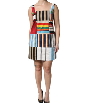 Vestido sin mangas de rayas de algodón multicolor de Dolce &amp; Gabbana