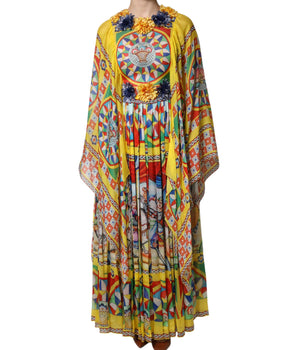 Dolce &amp; Gabbana Vestido caftán de sarga con estampado Carretto multicolor