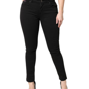 Dolce &amp; Gabbana Black Cotton Mid Waisted Skinny Denim Jeans