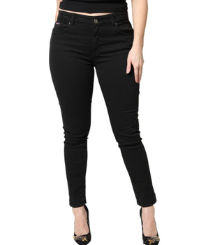 Vaqueros ajustados de talle medio de algodón negro de Dolce &amp; Gabbana