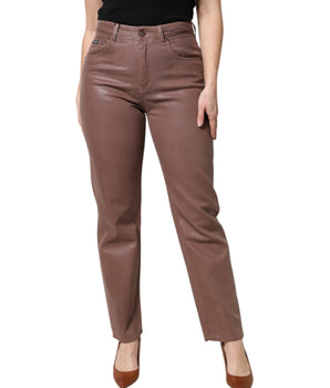 Vaqueros de mezclilla cónicos de cintura alta de algodón marrón de Dolce &amp; Gabbana