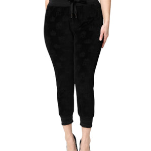 Dolce &amp; Gabbana Black All-Over DG Logo Print Jogger Pants