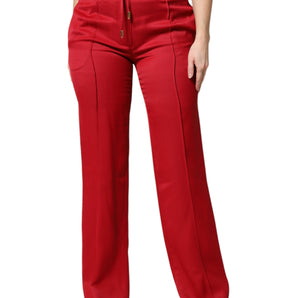 Dolce &amp; Gabbana Red Viscose Straight Fit Pants
