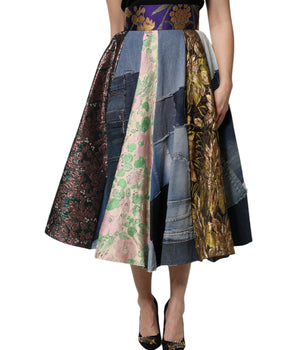 Falda midi de talle alto con patchwork multicolor de Dolce &amp; Gabbana