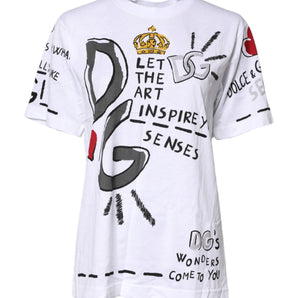 Dolce & Gabbana White Short-Sleeved Printed Jersey T-shirt