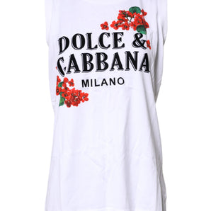 Camiseta sin mangas de algodón con estampado floral blanco de Dolce &amp; Gabbana