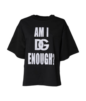 Camiseta de algodón con cuello redondo y estampado negro de Dolce &amp; Gabbana