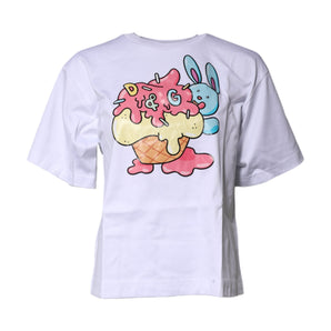 Camiseta de algodón con cuello redondo y estampado blanco de Dolce &amp; Gabbana