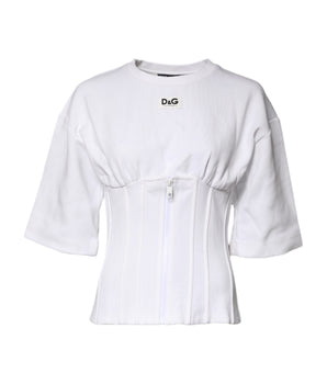 Blusa Dolce &amp; Gabbana de mezcla de algodón blanco con mangas 3/4