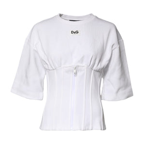 Blusa Dolce &amp; Gabbana de mezcla de algodón blanco con mangas 3/4