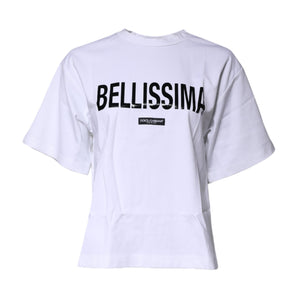 Dolce &amp; Gabbana Camiseta blanca con cuello redondo Bellissima de algodón