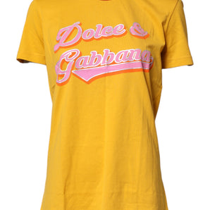 Camiseta de manga corta de algodón con estampado amarillo de Dolce &amp; Gabbana