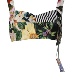 Top corto de patchwork con escote corazón multicolor de Dolce &amp; Gabbana