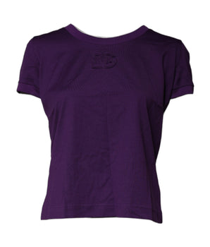 Camiseta de algodón violeta de manga corta y cuello redondo de Dolce &amp; Gabbana