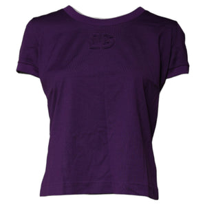 Camiseta de algodón violeta de manga corta y cuello redondo de Dolce &amp; Gabbana
