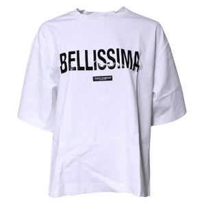 Dolce &amp; Gabbana Camiseta blanca con cuello redondo Bellissima de algodón