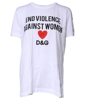 Camiseta de cuello redondo estampada de algodón blanco de Dolce &amp; Gabbana