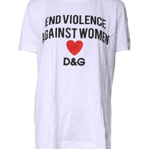 Camiseta de cuello redondo estampada de algodón blanco de Dolce &amp; Gabbana