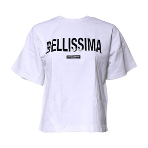 Dolce &amp; Gabbana Camiseta blanca con cuello redondo Bellissima de algodón